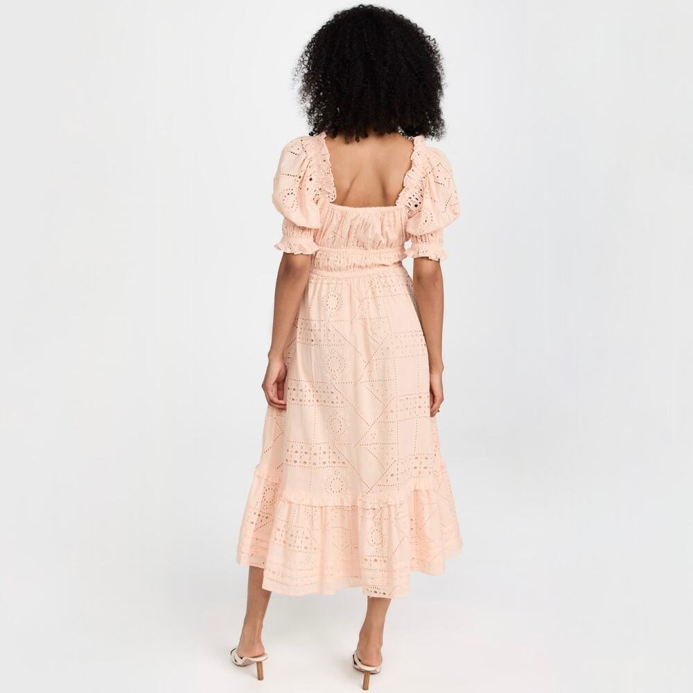 Cleobella Florence Midi Dress in Shell Eyelet Puff Sleeve Organic Cotton S NWT - Picture 11 of 16